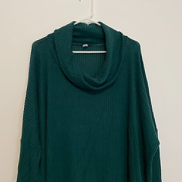 BP NORDSTROM Plus Size Waffle Knit Cowl Neck Top Dark Green Long Sleeve Tunic 4X - Picture 4 of 13